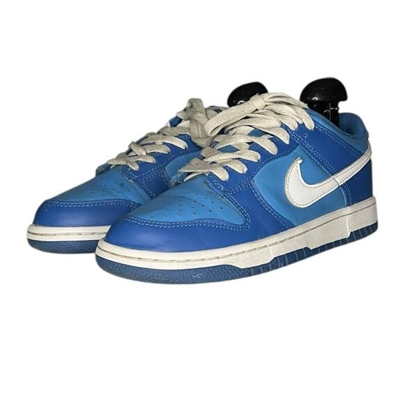 Boys Nike Dunk Low Retro QS "Argon" Leather Sneaker Shoes Size 6 Blue Walking - Picture 2 of 6